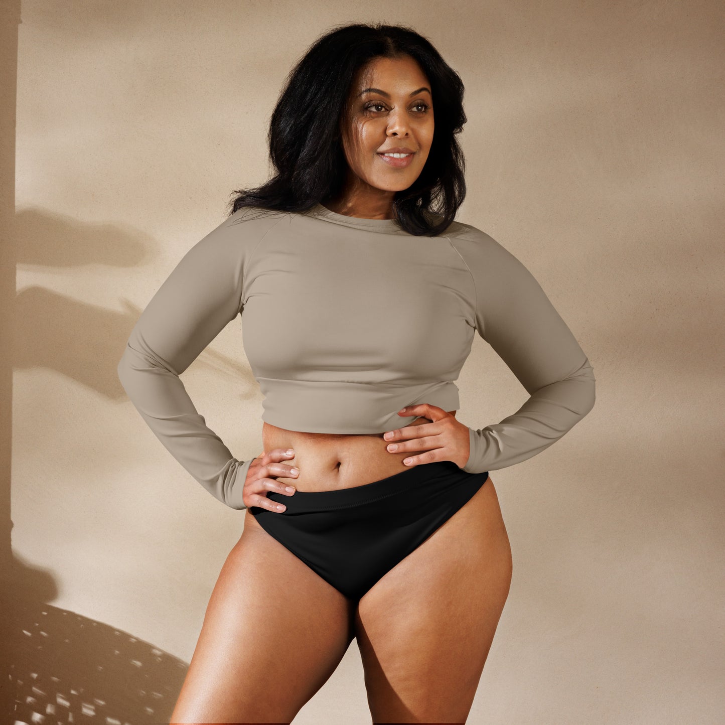 BLACK RECYCLED HIGH-WAISTED BIKINI BOTTOM