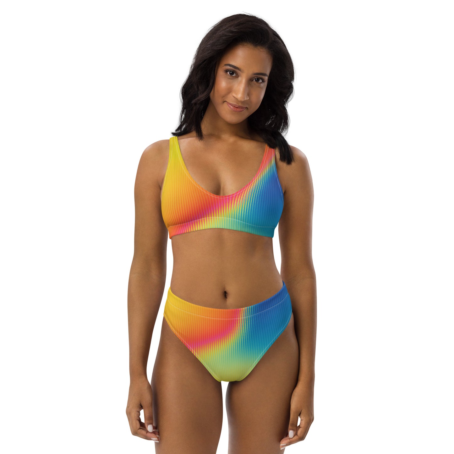 TROPICAL LIGHTS RECYCLED HIGH-WAISTED BIKINI