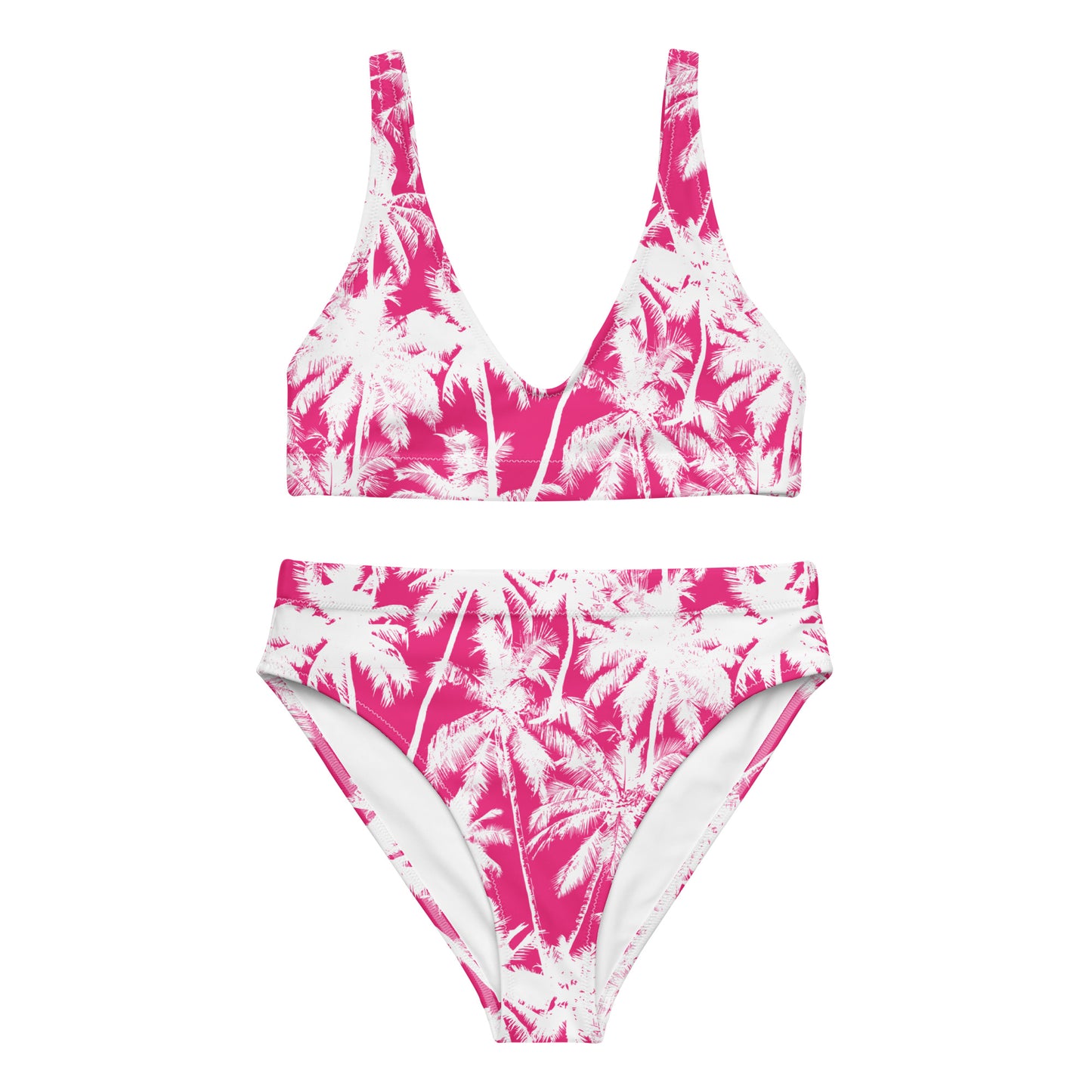 PINK PALMS RECYCLED HIGH-WAISTED BIKINI