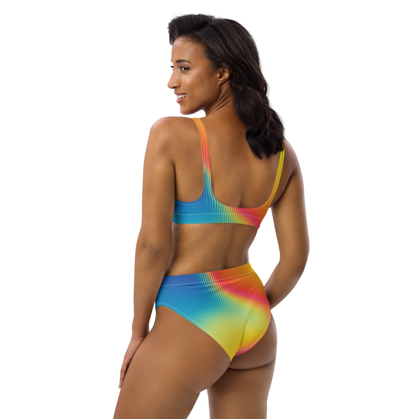 TROPICAL LIGHTS RECYCLED HIGH-WAISTED BIKINI