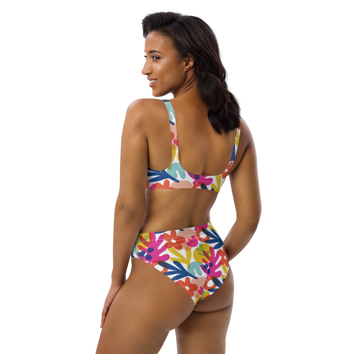 FLOWERS RECYCLED HIGH-WAISTED BIKINI