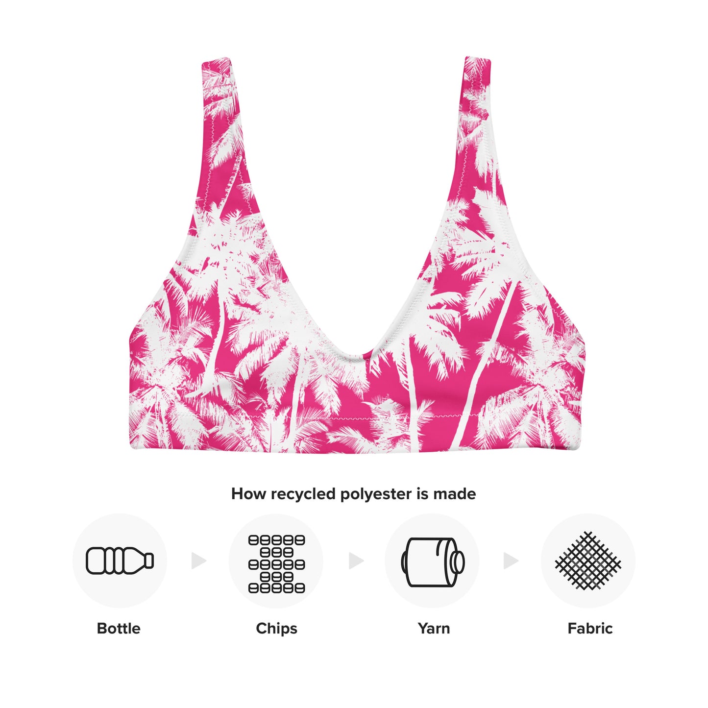 PINK PALMS RECYCLED PADDED BIKINI TOP