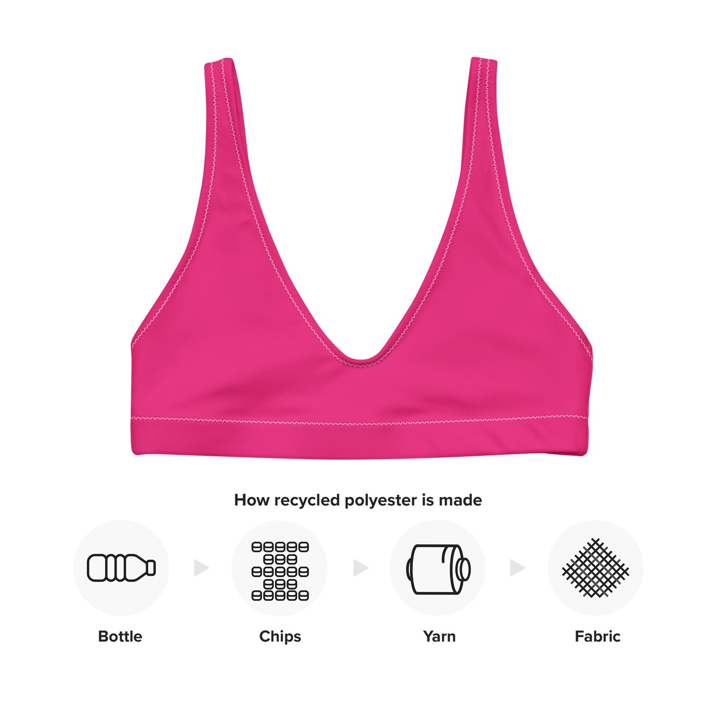 PINK RECYCLED PADDED BIKINI TOP