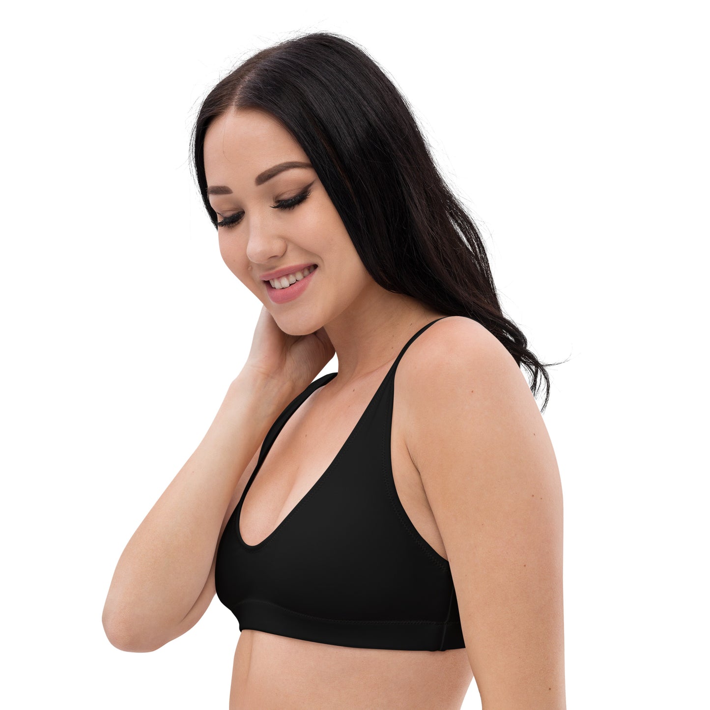 BLACK RECYCLED PADDED BIKINI TOP