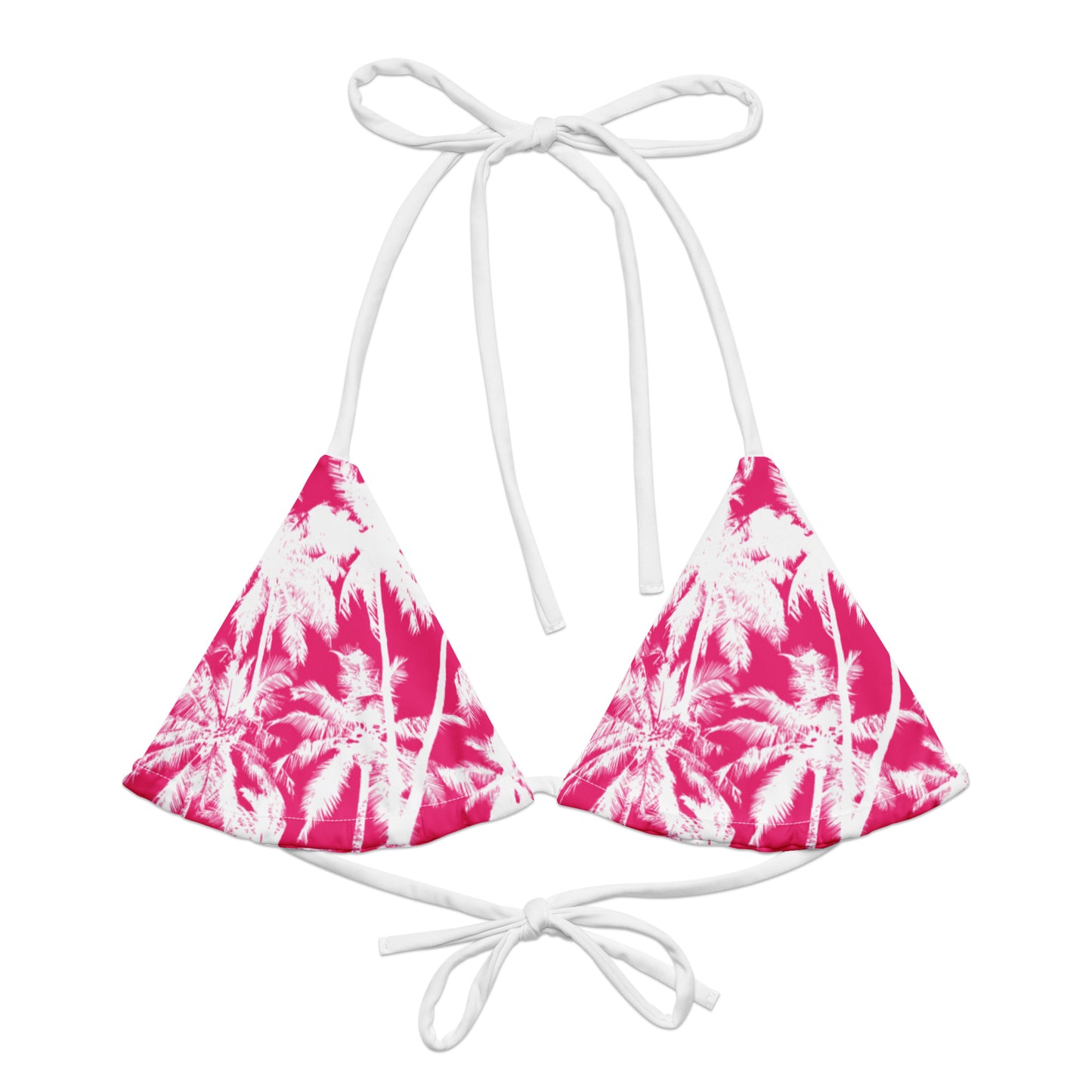 PINK PALMS RECYCLED STRING BIKINI TOP
