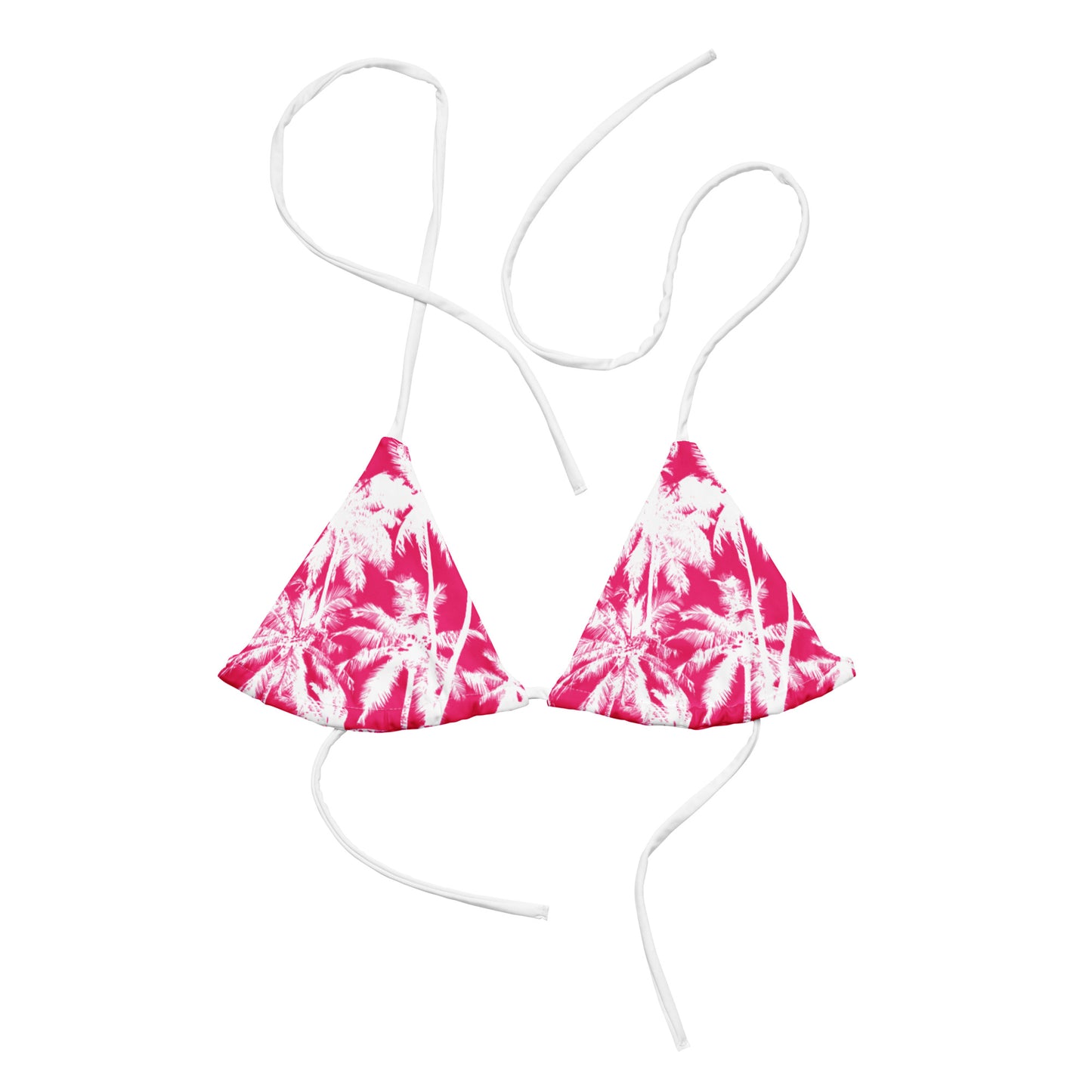 PINK PALMS RECYCLED STRING BIKINI TOP