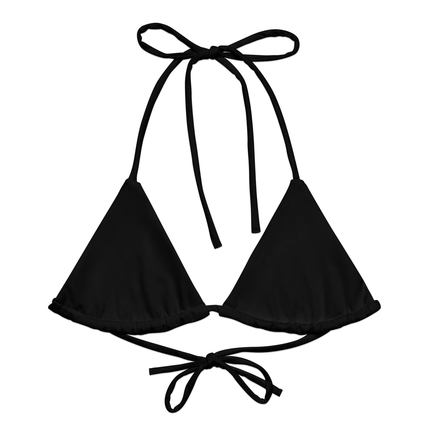BLACK RECYCLED STRING BIKINI TOP