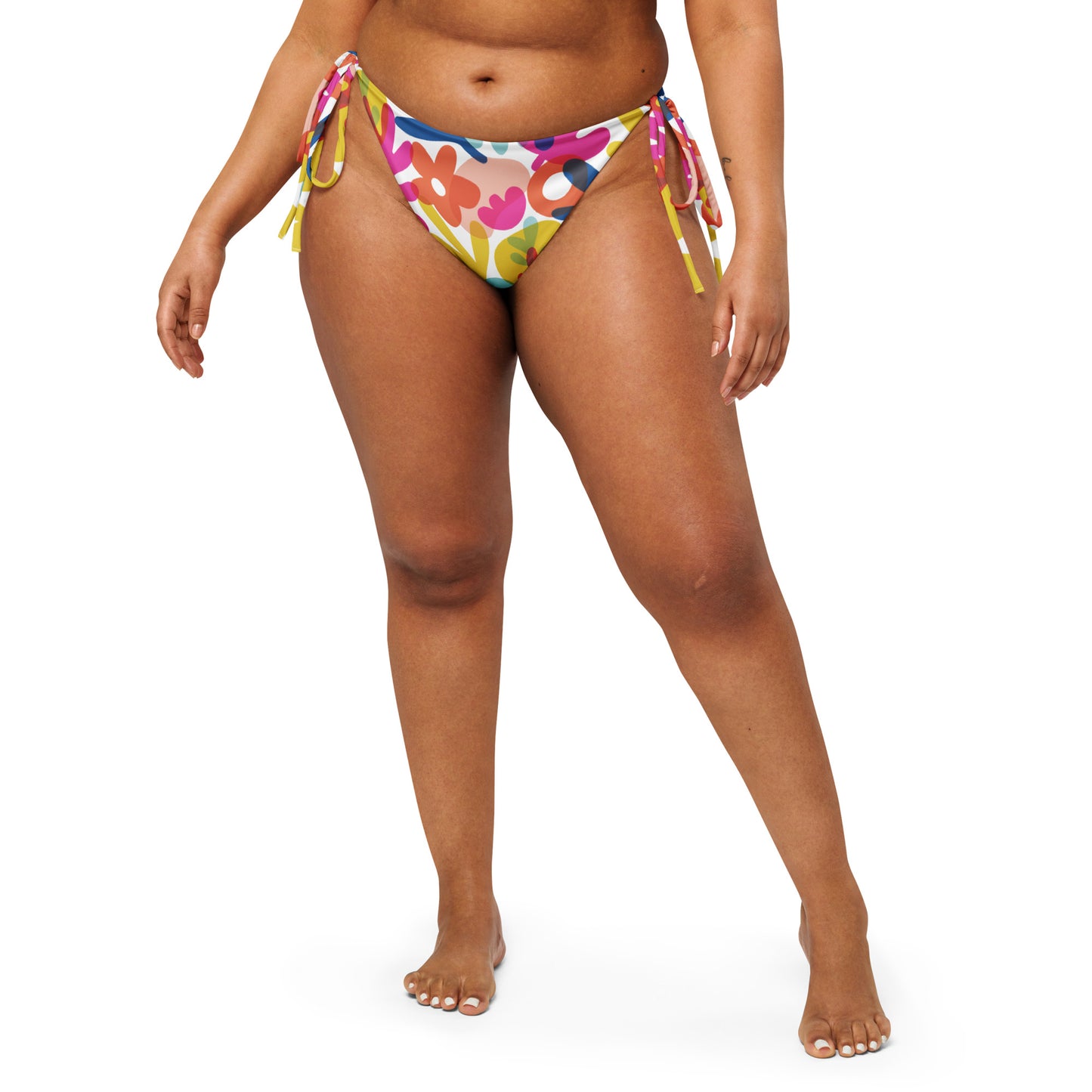 FLOWERS RECYCLED STRING BIKINI BOTTOM