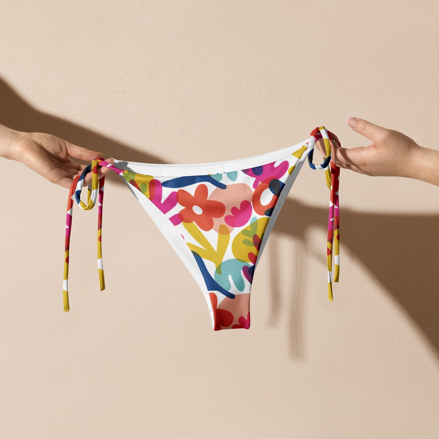 FLOWERS RECYCLED STRING BIKINI BOTTOM