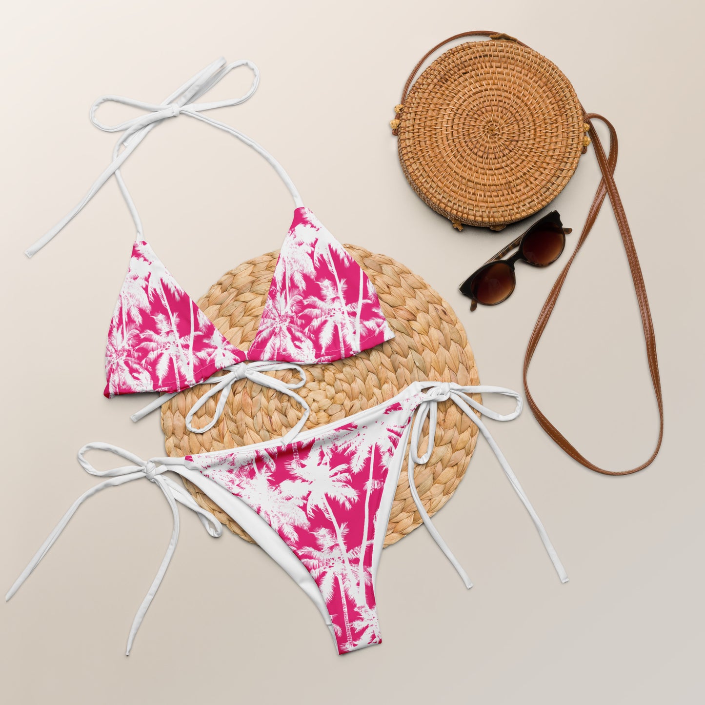 PINK PALMS RECYCLED STRING BIKINI