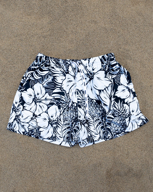 BLACK HIBISCUS SWIM SHORT