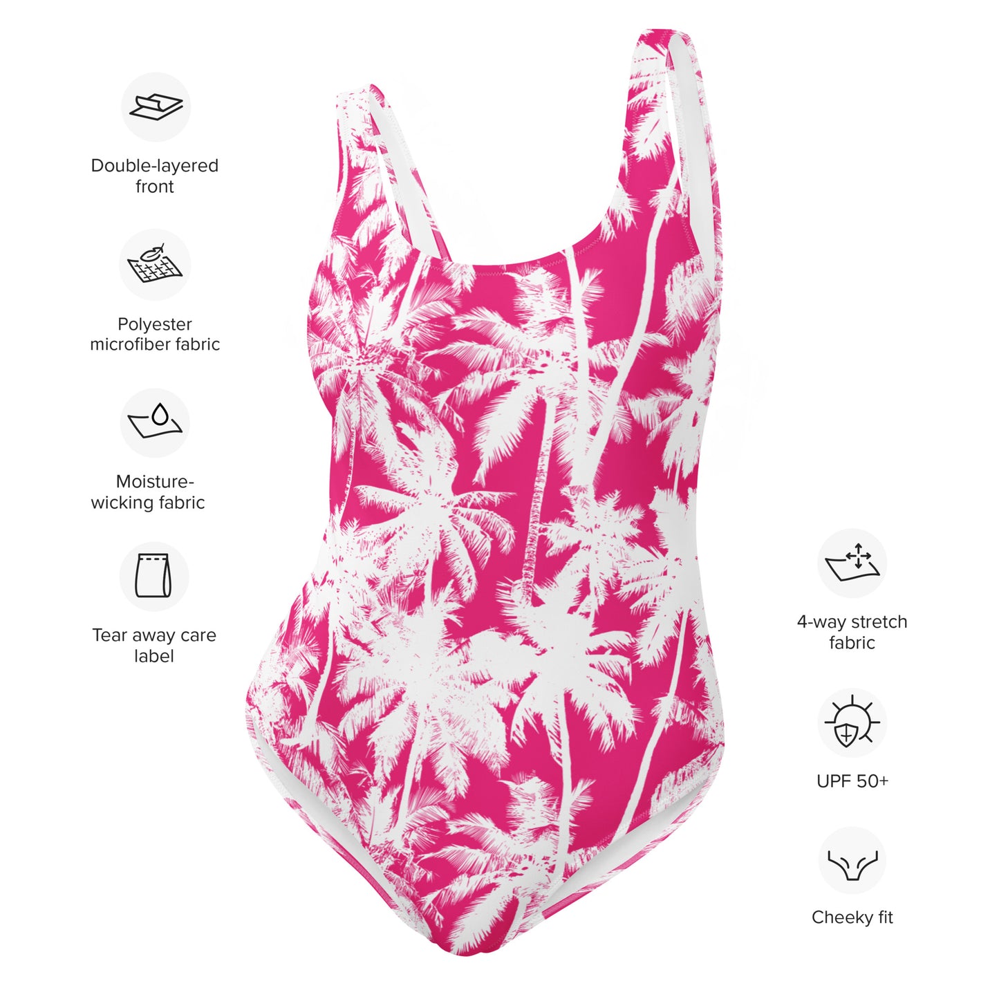 PINK PALMS ONE-PIECE SWIMSUIT