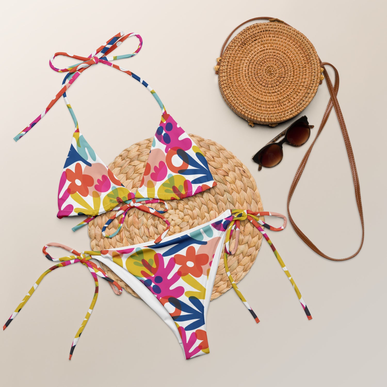 String Swimwear FLOWERS RECYCLED STRING BIKINI – Ikakos Swimwear